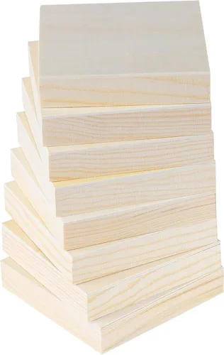 Vista 4 de ADXCO - Paquete de 8 paneles de madera de 4 x 4 pulgadas, lienzo de madera sin terminar para pintar, vertir, uso artístico con óleos, acrílicos
