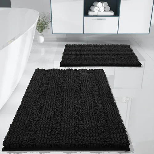 Vista 42 de Yimobra Juego de 2 alfombras de baño de felpilla suave y absorbente y alfombra para inodoro en forma de U, antideslizante, lavable a máquina