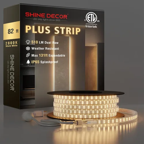 Vista 16 de Shine Decor Tira de luces LED Plus CA 120V, cuerda brillante de doble fila conectable, ETL IP65 impermeable y resistente a la intemperie para Blanco
