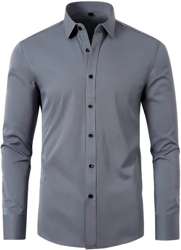 Vista 10 de Camisas grandes y altas para hombre, manga larga, cuello sólido, camisas de vestir, para fiesta de graduación, con botones, ropa al aire libre