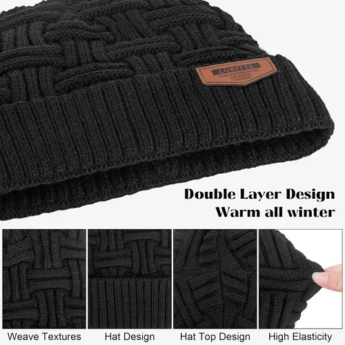 Vista 60 de Loritta Gorro de invierno cálido de punto grueso y holgado para hombre