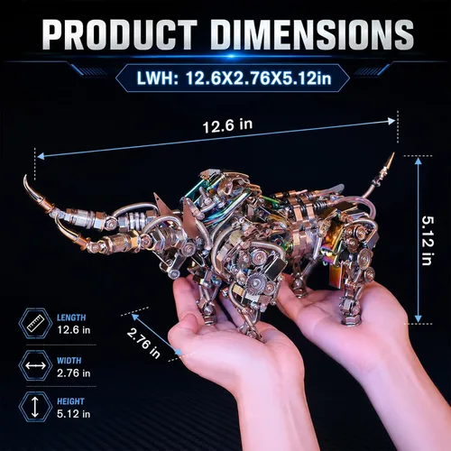 Vista 5 de Rompecabezas de metal 3D para adultos, kits de modelo de metal bisonte, rompecabezas de metal 3D, toros mecánicos, bloques de construcción, montaje