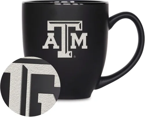 Vista 118 de Rico Industries - Taza de cerámica mate negra con grabado láser estándar de 15oz para NCAA (escuelas T & U) - Para bebidas calientes o frías