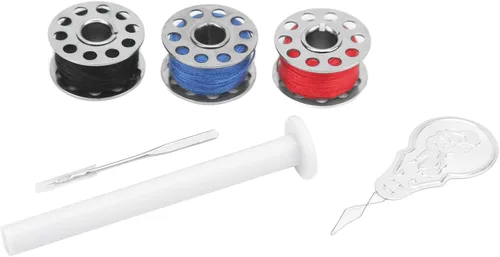 Vista 9 de Yosoo Máquina de coser portátil de mano, mini máquina de coser eléctrica de doble aguja, para hacer manualidades u objetos pequeños en la vida Negro