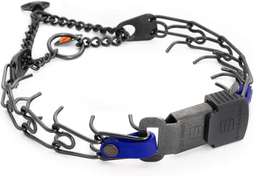 Vista 32 de Collar para Perro Herm Sprenger de Acero Inoxidable Negro con Hebilla de Liberación Rápida ClicLock y Inserción de Biothane Collar de Entrenamiento
