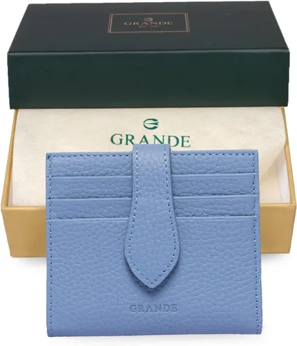 Vista 5 de Grande -3803 Cartera unisex, Azul (Iced Blue), Cartera delgada de cuero con cierre a presión pequeño
