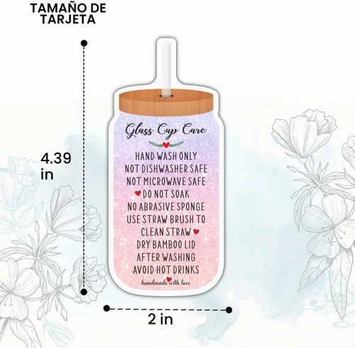 Vista 2 de Tarjetas de instrucciones de cuidado de tazas, inserto de instrucciones de cuidado de vasos para pequeñas empresas, tarjetas de cuidado de vasos