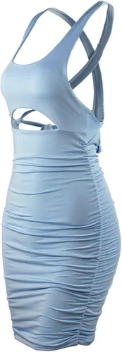 Vista 6 de Feeke 8121 - Jumpsuit sexy para mujer escotado por atrás sin mangas tirantes espagueti fruncido bodycon minivestido