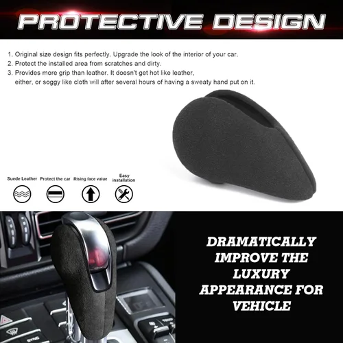 Vista 3 de x xotic tech Funda protectora de piel de gamuza de microfibra para palanca de cambios, compatible con Porsche Macan Panamera Cayman Boxster 911 718