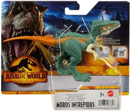 Vista 3 de Jurassic World Dominion - Animales feroces Dinosaurios Moros Intrepidus - Dinosaurios articulados para niños 7.1 in - Juguete de dinosaurio HDX22