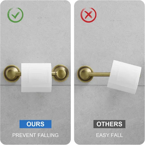 Vista 5 de RUMOSE Toilet Paper Roll Holder Bathroom Flexible Pivoting Tissue Handle on Wall Mounted Antique Brass Rustproof Toilet Tissue Roll Holder,Stainless