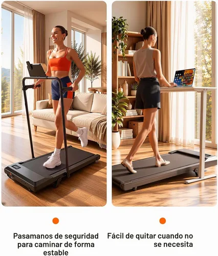 Vista 9 de MJWW Walking Pad, Auto Incline, 3.0HP, 300lb, Under-Desk, Remote LED Negro azul