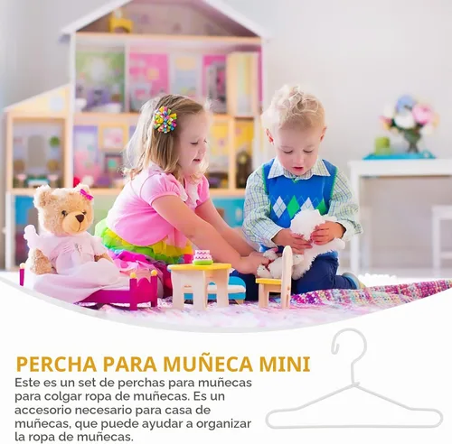 Vista 2 de 20 piezas de ropa para muñecas, colgador de metal para muñecas, ropa de muñeca, accesorios para ropa de muñeca, vestido de 2.25 pulgadas