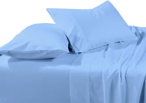 Vista 22 de LaxLinen 4 PCs Sheet Set (+30 Inch) Extra Deep Pocket Twin/Single Bed Size, Aqua Solid 600 Thread Count 100% Egyptian Cotton