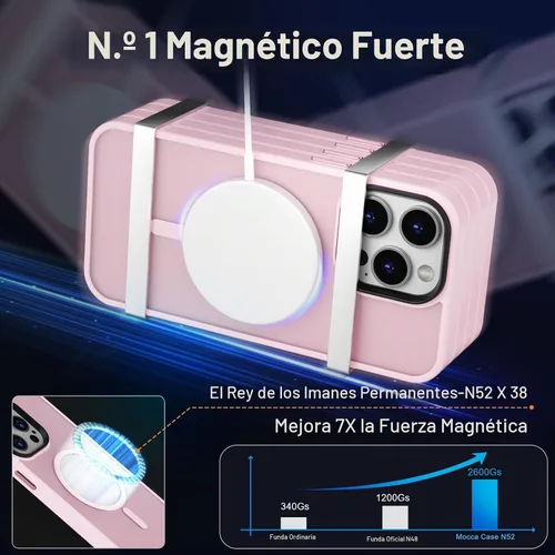 Vista 3 de MOCCA Funda magnética fuerte para iPhone 13 Pro Max, [compatible con Magsafe] [protector de pantalla de vidrio + protector de lente de cámara] Funda