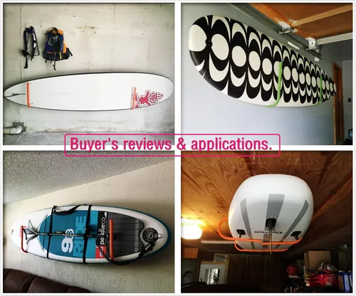 Vista 6 de Juego de estantes de pared de exhibición de metal, almacenamiento definitivo para tablas de SUP, tablas de surf, wakeboards, kiteboards, tablas