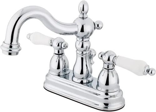 Vista 10 de Kingston Brass KB1607PL Heritage - Grifo de baño central de 4 pulgadas, latón cepillado Cobrizo cepillado
