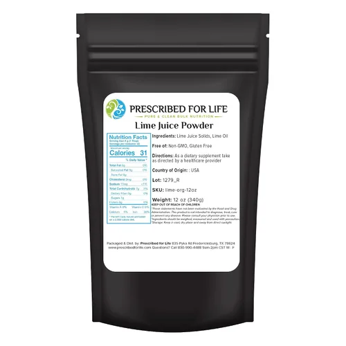 Vista 9 de Prescribed for Life Polvo de lima, natural y sin azúcar en polvo de jugo de lima seco hecho de limas reales, vegano, sin gluten, sin OMG, relación