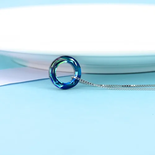 Vista 4 de Collar de plata de ley 925 con cristales de Swarovski, joyería para mujeres, adolescentes y niñas.