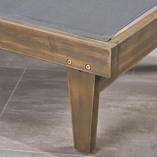 Vista 6 de Christopher Knight Home Summerland - Tumbona de malla para exteriores con marco de madera de acacia, acabado gris/malla gris oscuro