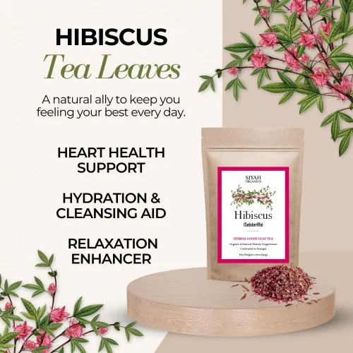 Vista 2 de Siyah Organics Té de hojas sueltas de hibisco - Apoyo de relajación e hidratación para mujeres y hombres - 100% natural y orgánico - Suplemento