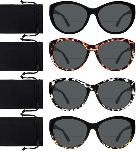 Vista 9 de 4 Pack Bifocal Reading Sunglasses for Women Men Fashion UV400 Protection Sun Readers Outdoor Eyewear