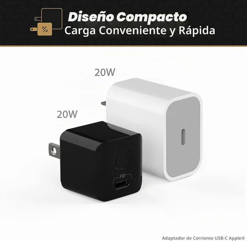 Vista 3 de Scosche HPDC20-SP Cargador rápido PowerVolt 20W Mini Cube USB-C, adaptador de pared para teléfono, carga de energía 4 veces más rápida, enchufe