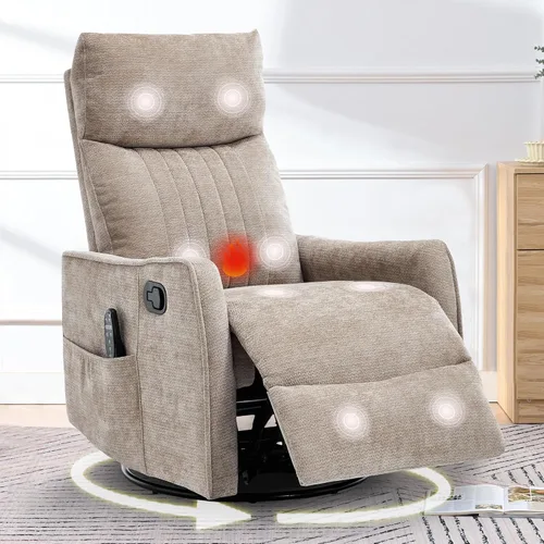 Vista 13 de cinkehome Silla mecedora reclinable giratoria pequeña para cuarto de bebé