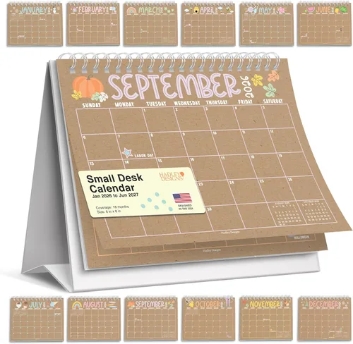 Vista 10 de Small Desk Calendar 2027 Standing Flip - 2027 Desk Calendar Small 2027-2028 Colorful Pastel