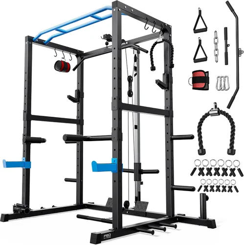 Vista 23 de Sportsroyals Jaula de Potencia, Rack de Potencia Multifuncional de 1600 libras con Sistema de Cruce de Cable Ajustable y Más Accesorios