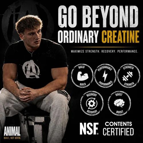 Vista 3 de Animal Cápsulas de Monohidrato de Creatina Micronizada - 300 Cápsulas, 2500mg por Porción para Apoyar el Crecimiento Muscular, Resistencia