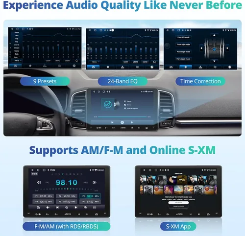 Vista 6 de Radio de coche Android de 9 pulgadas, doble DIN, inalámbrico CarPlay y Android Auto, estéreo de coche AI con Wi-Fi/Bluetooth/USB, seguimiento