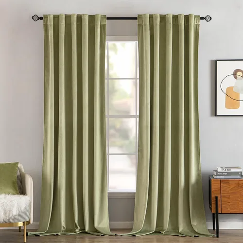 Vista 13 de MIULEE 2 paneles de cortinas de terciopelo negro de 63 pulgadas de largo, cortinas opacas de lujo para dormitorio, sala de estar, aislamiento