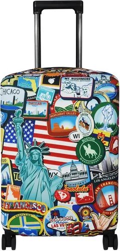 Vista 24 de Explore Land Funda protectora para maleta aprobada para volar, se adapta a maleta de 18 a 32 pulgadas, L Montañas Amber