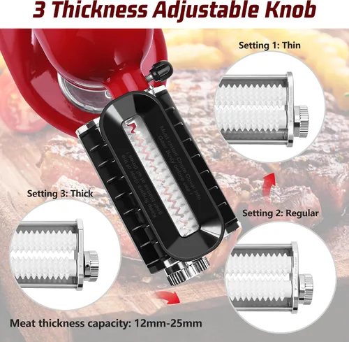 Vista 2 de Accesorio Ablandador de Carne de Grosor Ajustable para Batidoras de Pie KitchenAid, Herramienta Ablandadora de Carne, Accesorios de Procesador
