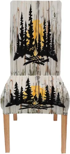 Vista 237 de CAPSCEOLL Christmas Dining Chair Covers,Snowflakes Festive Winter Pattern Stretch Chair Covers for Dining Room Set of 2 Washable Spandex Parson
