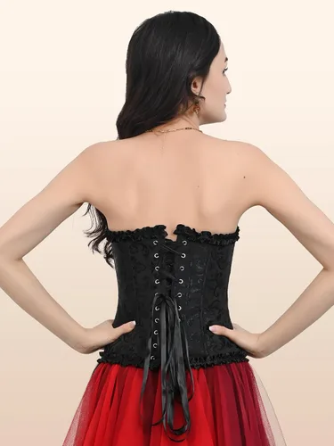 Vista 4 de Zhitunemi Tops de corsé renacentista para mujeres corsés blancos trajes de Halloween de talla grande - Ren Faire para el festival del Renacimiento