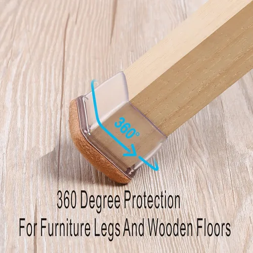 Vista 4 de Protectores cuadrados pequeños de silicona para patas de silla con fieltro envuelto, tapas negras para patas de muebles, antiarañazos antiruido, 16