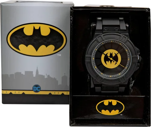 Vista 4 de Accutime DC Comics Batman Classic Symbol Watch Face con correa de metal negro, Negro -, Classic