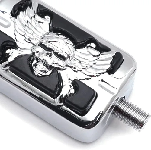 Vista 3 de Wing Cráneo Zombie Forma Willie G. Cráneo Shifter Peg para Harley Electra Amplia Super Low Glide Softail XLX chapado en cromo