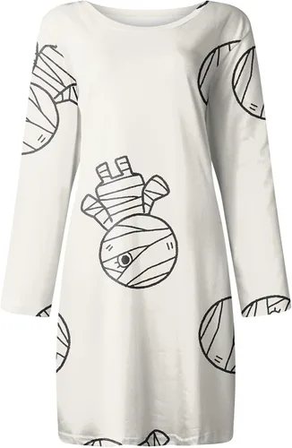 Vista 3 de UODSVP Vestido de Halloween para mujer casual holgado manga larga estampado