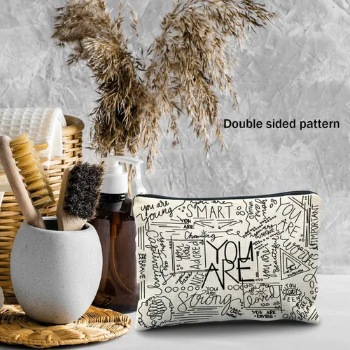 Vista 3 de Bolsa de Maquillaje con Estampado de Vaca Likjad - Regalos de Vaca para Mujeres, Inspirador.