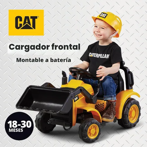 Vista 2 de Kid Trax - Juguete de montar CAT Frontloader para niños, de 18 a 36 meses, peso máximo de 44 libras, sistema de conducción con botón de fácil