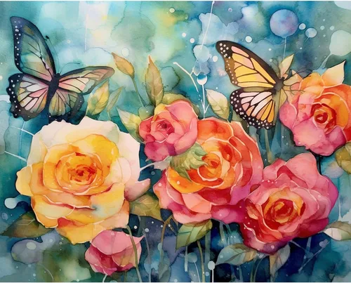 Vista 22 de Tucocoo Kits de pintura de paisaje de girasoles por números con pinceles y pigmento acrílico sobre lienzo para adultos, patrón de mariposas y flores