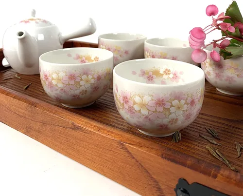 Vista 8 de JapanBargain 4701, juego de té japonés de porcelana para adultos, té chino asiático oriental estilo china, flor de cerezo, hecho en Japón (Sakura)