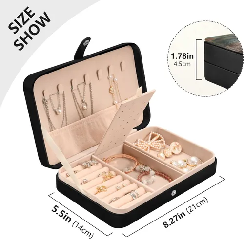 Vista 5 de Oyihfvs Bolsa de joyería de cuero de madera estilo retro vintage marrón con textura de madera abstracta, almacenamiento de joyas, cajas