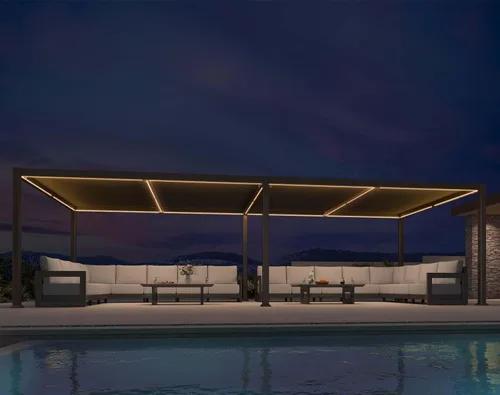 Vista 17 de PURPLE LEAF - Pérgola con listones de 10 x 12 pies para exterior, toldo ajustable moderno de aluminio para patio con techo retráctil para terraza