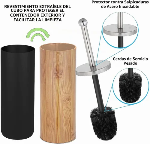 Vista 2 de Zahari Home Woodland - Escobilla para inodoro y soporte, metal, natural