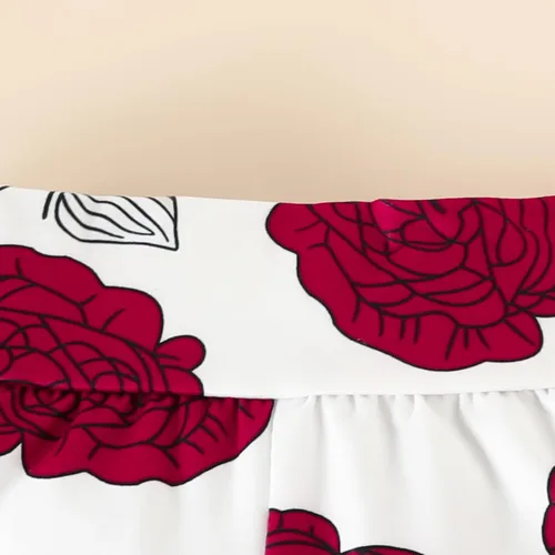 Vista 6 de Conjunto de 3 piezas de mameluco de manga larga con volantes y encaje para bebés y niñas recién nacidas