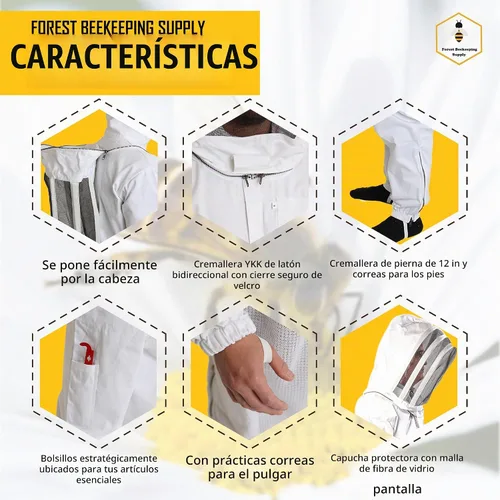 Vista 3 de Traje de abeja con velo de esgrima y guantes